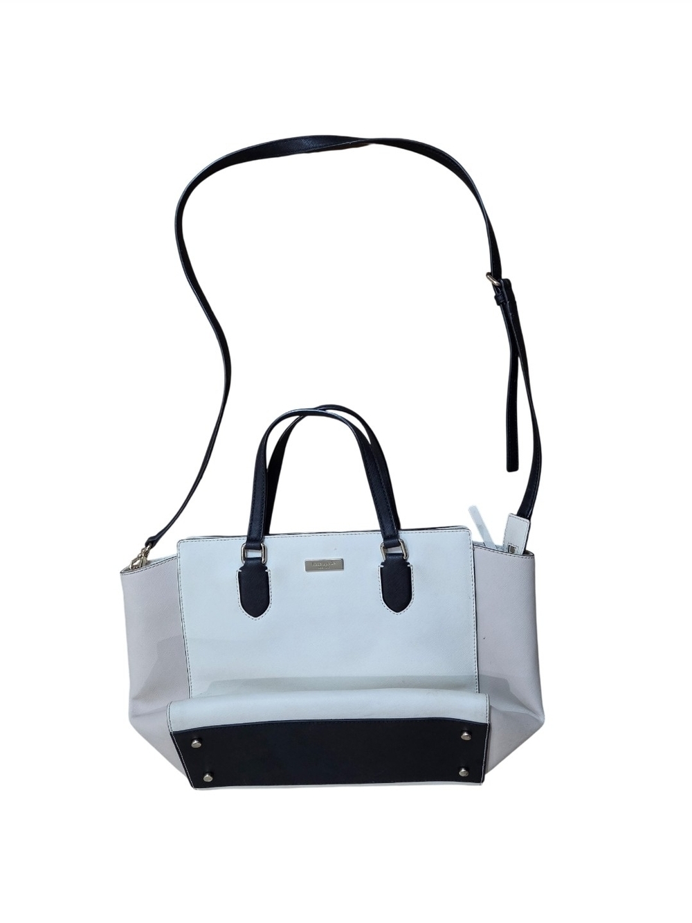 kate spade Two-Tone White and Black Shoulder Bag with Top Handles